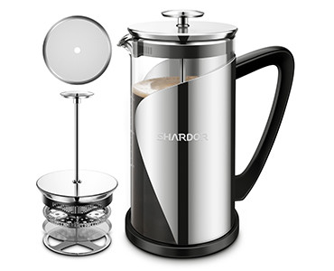 Presse 34oz française libre de BPA 4 acier inoxydable du filtre 1000ML de couche