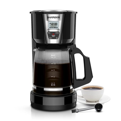 L'automobile versent au-dessus du fabricant de café d'égouttement d'acier inoxydable 1.8L le noir de 12 tasses