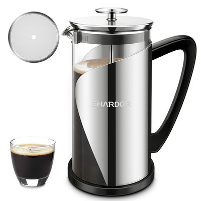 Presse française de presse d'acier inoxydable de café mur en verre français du fabricant 1000ML de grand double