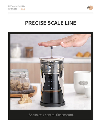 Presse 34oz française libre de BPA 4 acier inoxydable du filtre 1000ML de couche