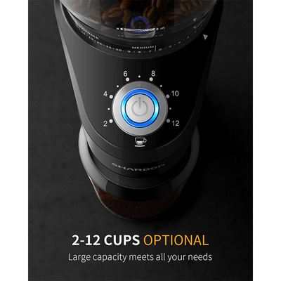 Lumière bleue tasses de Burr Conical Grinder 2 à 12 de LED de sécurité de bureau de machine d'expresso