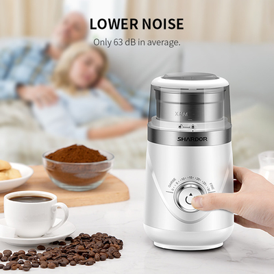 Café électrique blanc réglable Bean Grinder Portable 10 arrangements avec la cuvette d'acier inoxydable