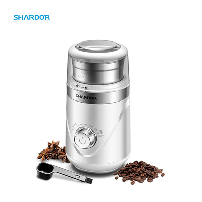 Café électrique blanc réglable Bean Grinder Portable 10 arrangements avec la cuvette d'acier inoxydable