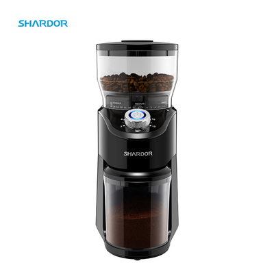 Moulin à café noir automatique portable 100 W 240 g fraise conique 2-12 tasses 14 réglables