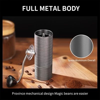 Acier inoxydable 25g Carry Easily d'alliage conique tranquille de Burr Manual Coffee Grinder Aluminium
