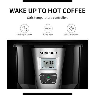 L'automobile versent au-dessus du fabricant de café d'égouttement d'acier inoxydable 1.8L le noir de 12 tasses