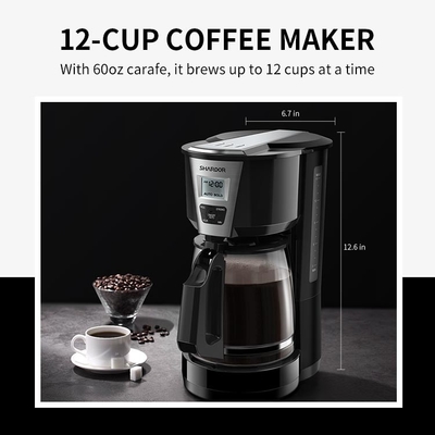 L'automobile versent au-dessus du fabricant de café d'égouttement d'acier inoxydable 1.8L le noir de 12 tasses