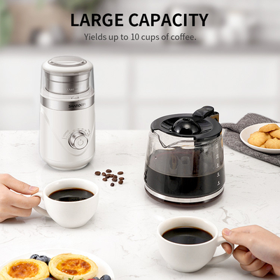 La broyeur de café faite sur commande blanche de cumin de poivre Coarse Fine Removable met en forme de tasse le bouton de synchronisation