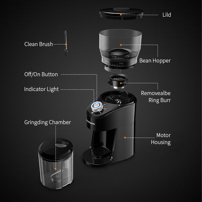 220 acier inoxydable conique de Shardor Burr Coffee Grinder 150W de volt avec la lumière de LED