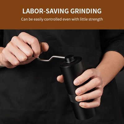 Broyeur de café manuelle d'expresso noir Wood Handle Conical Burr Hand Coffee Grinder